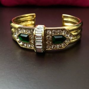 Rachel Zoe Deco Faux Emerald Cuff Bracelet